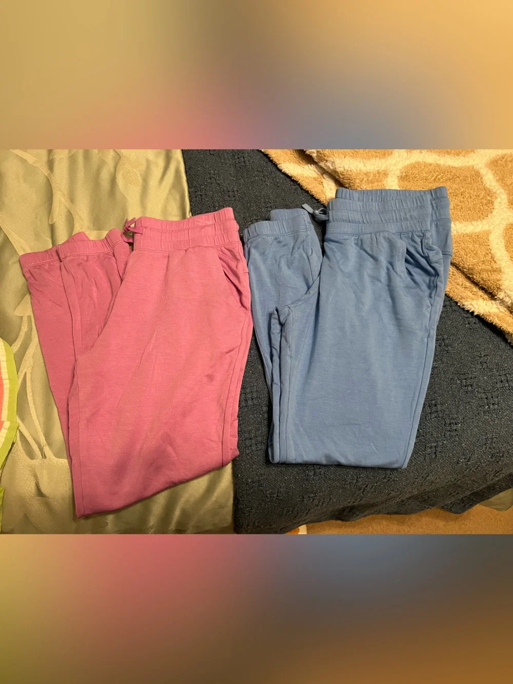 2 all in motion Girls large 10/12 joggers Pink and Blue